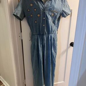 Denim Star-Embellished Jumpsuit